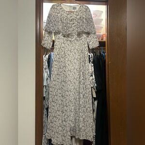 Dainty Jewells Cream and Brown Long Sleeve Dress